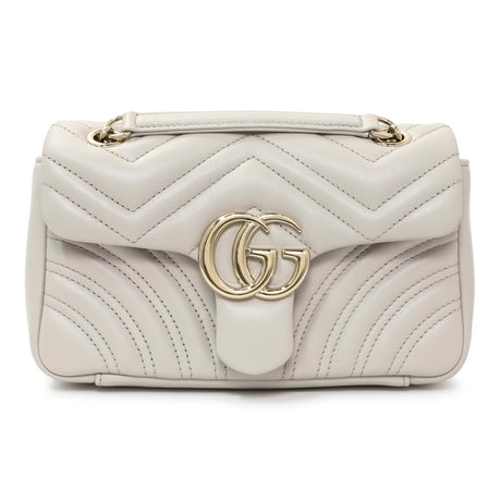 Gucci Light Grey Lambskin GG Marmont Small Shoulder Bag Handbags Gucci