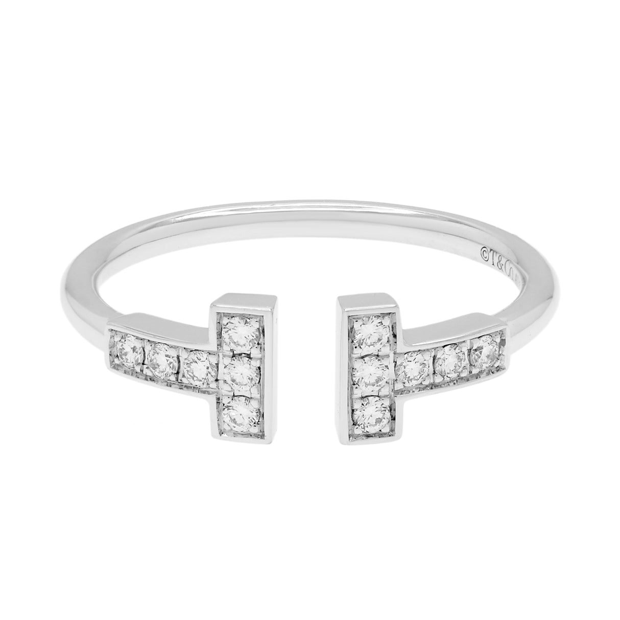 Tiffany & Co. 18K White Gold T Wire Diamond Ring Designer Jewellery Tiffany and Co