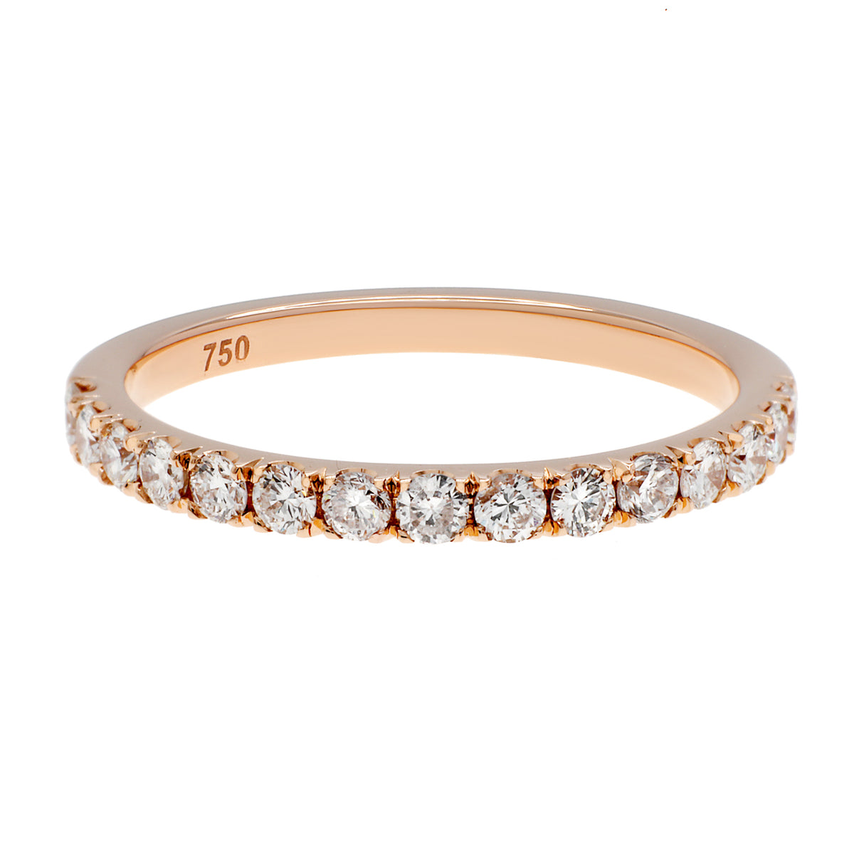 18K Rose Gold Diamond Half Eternity Band Ring