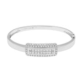 18K White Gold 2.62 Carat Diamond Hinged Bangle Bracelet Fine Jewellery Modaselle