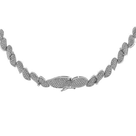 18K White Gold Tahitian Pearl Blossom Diamond Necklace Fine Jewellery Modaselle