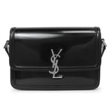 Saint Laurent Black Glazed Calfskin Monogram Medium Solferino