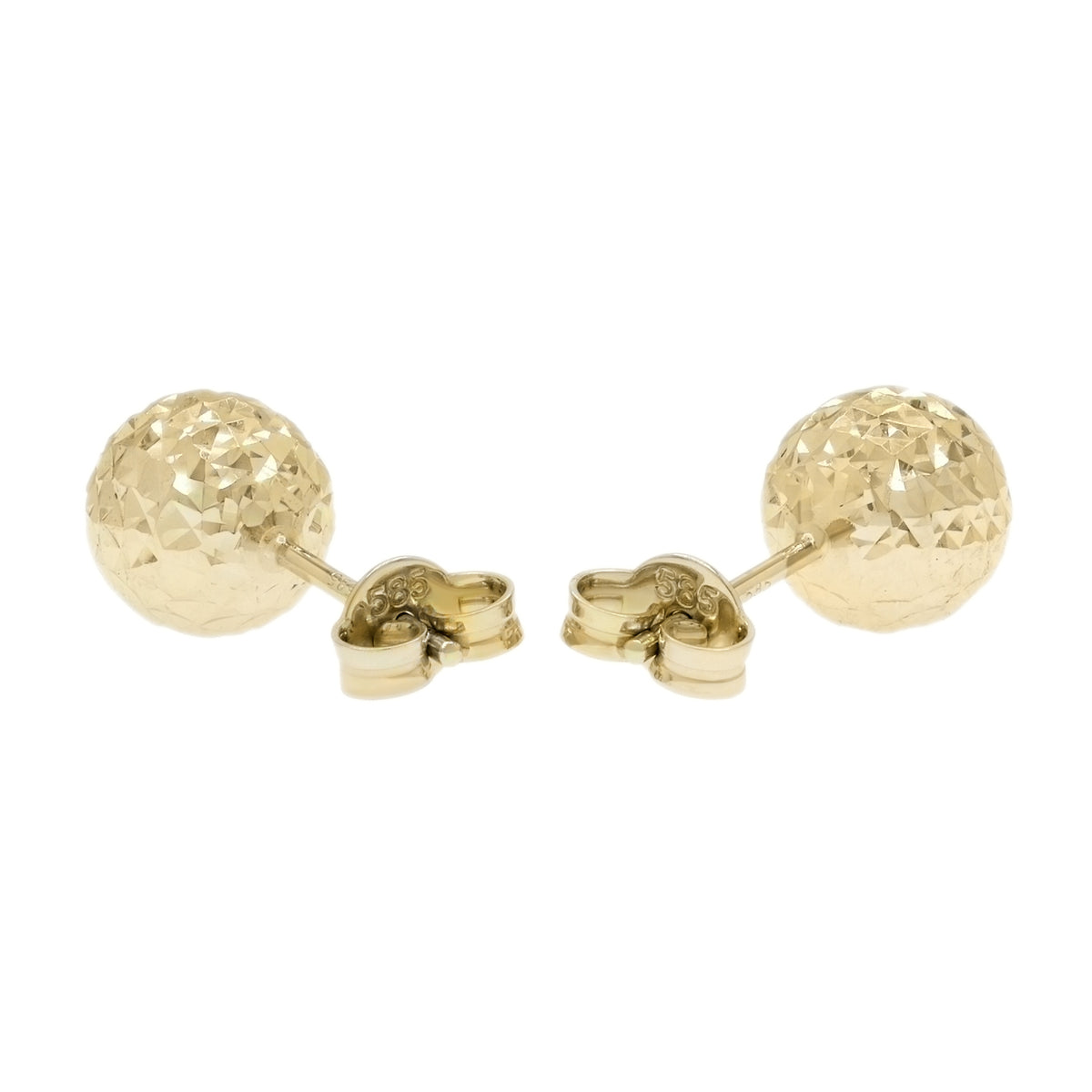 14K Yellow Gold Diamond Cut Ball Stud Earrings Fine Jewellery Modaselle