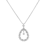 18K White Gold 3.73 Carat Teardrop Diamond Cluster Pendant