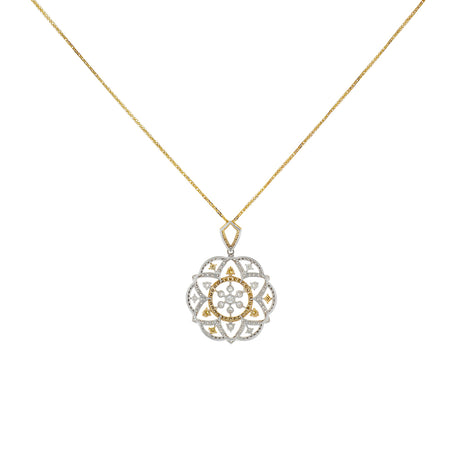 18K White/Yellow Gold 2.25 Carat Blossom Frame Pendant Fine Jewellery Modaselle