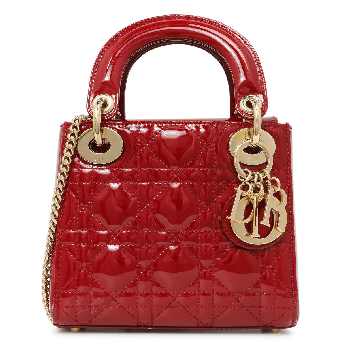 Christian Dior Red Patent Cannage Mini Lady Dior