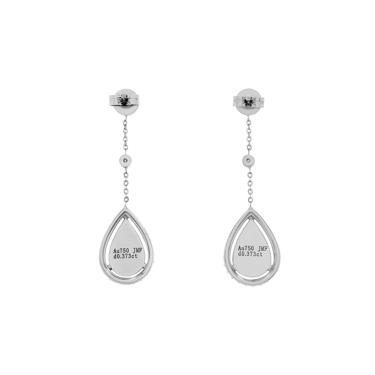 18K White Gold 0.38 Carat Diamond Cluster Pear Drop Earrings