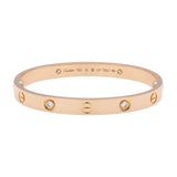 Cartier 18K Rose Gold 4 Diamond Love Bracelet Designer Jewellery Cartier