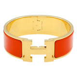 Hermes Orange Enamel Clic Clac H Bracelet