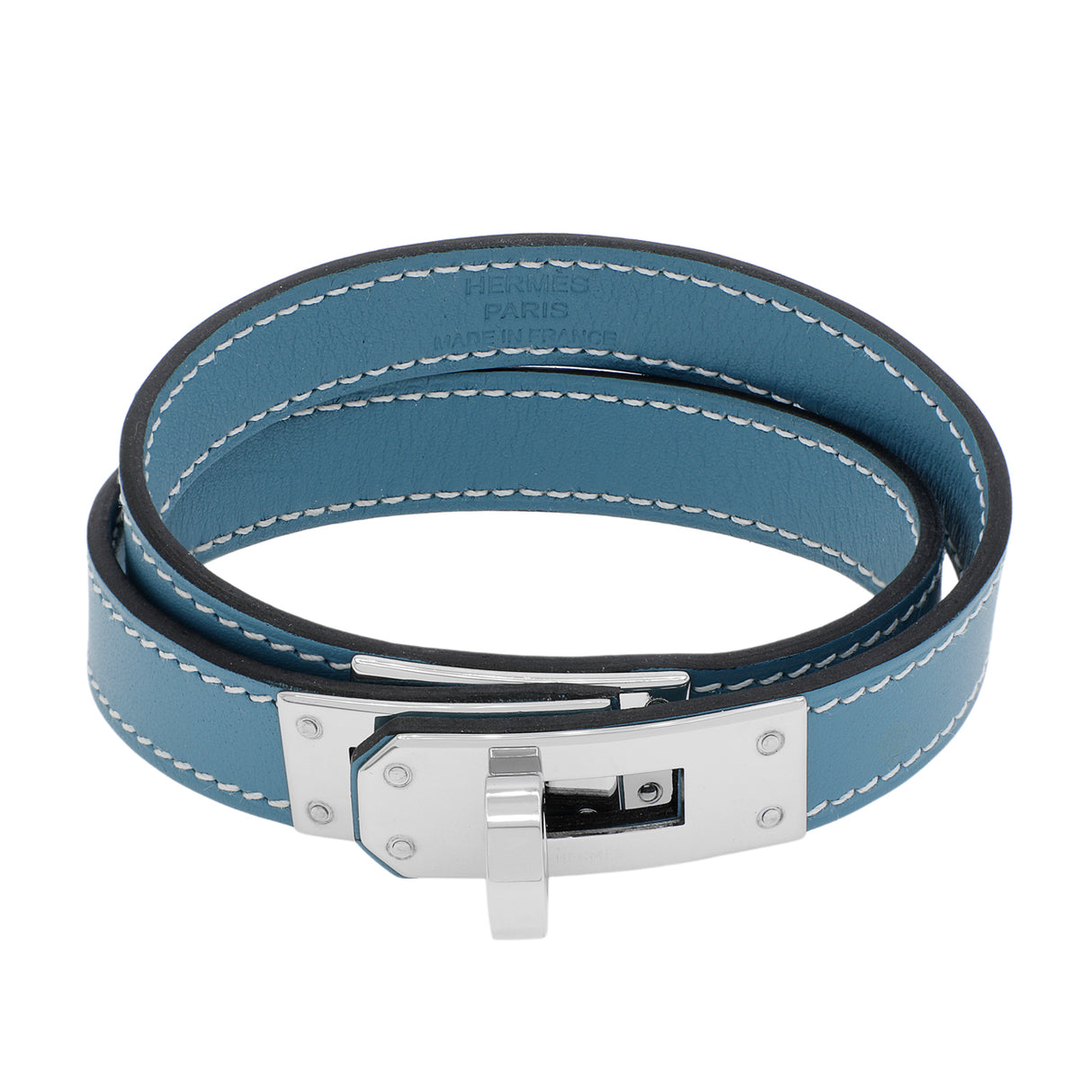 Hermes Blue Swift Kelly Double Tour Bracelet Designer Jewellery Hermes