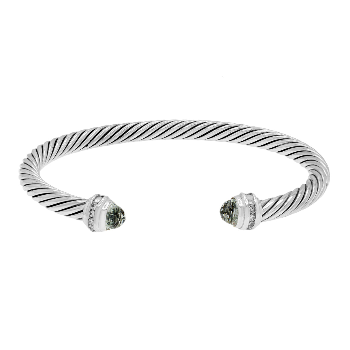 David Yurman Sterling Silver Diamond Prasiolite Cable Classics 5mm Bracelet Designer Jewellery David Yurman