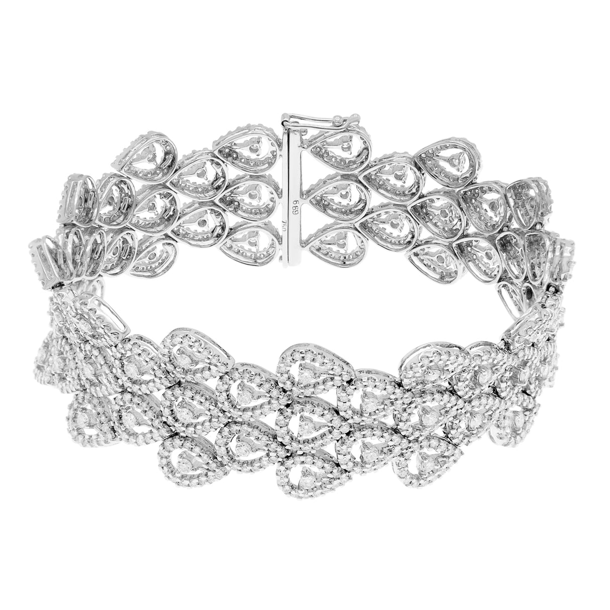 18K White Gold 6.98 Carat Pear Cluster Diamond Bracelet