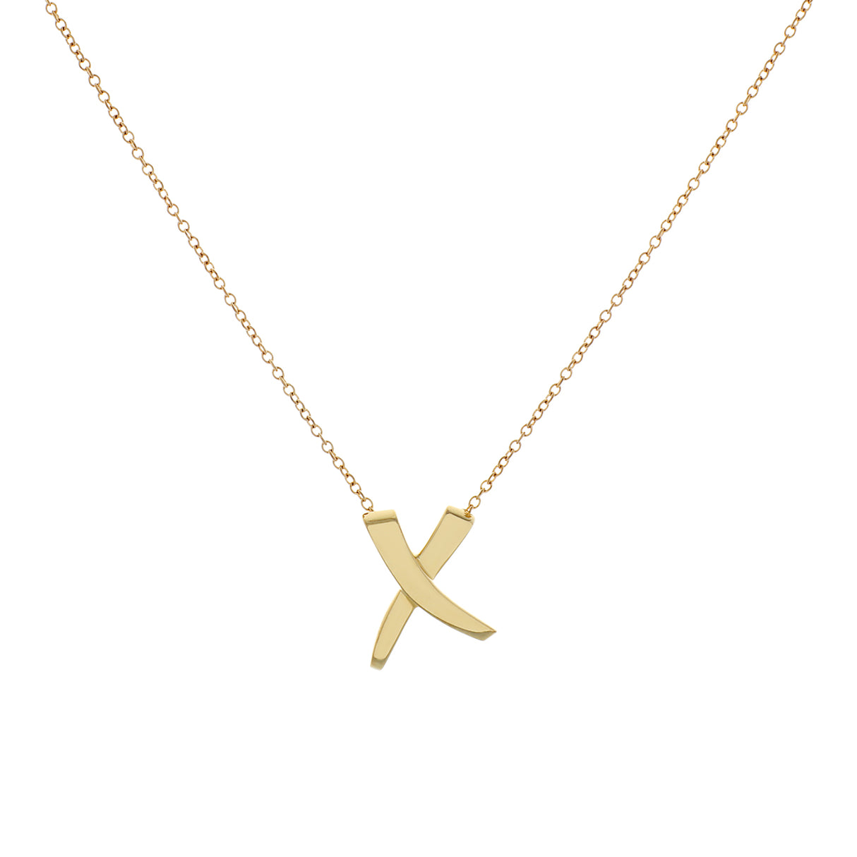 Tiffany & Co. 18K Yellow Gold Paloma Picasso Graffiti X Pendant Necklace Designer Jewellery Tiffany and Co