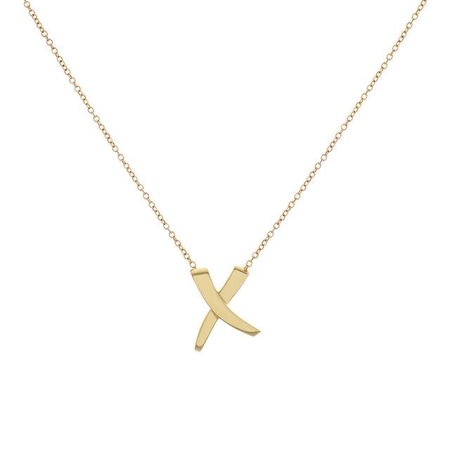 Tiffany & Co. 18K Yellow Gold Paloma Picasso Graffiti X Pendant Necklace Designer Jewellery Tiffany and Co