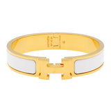 Hermes White Enamel Clic H Bracelet