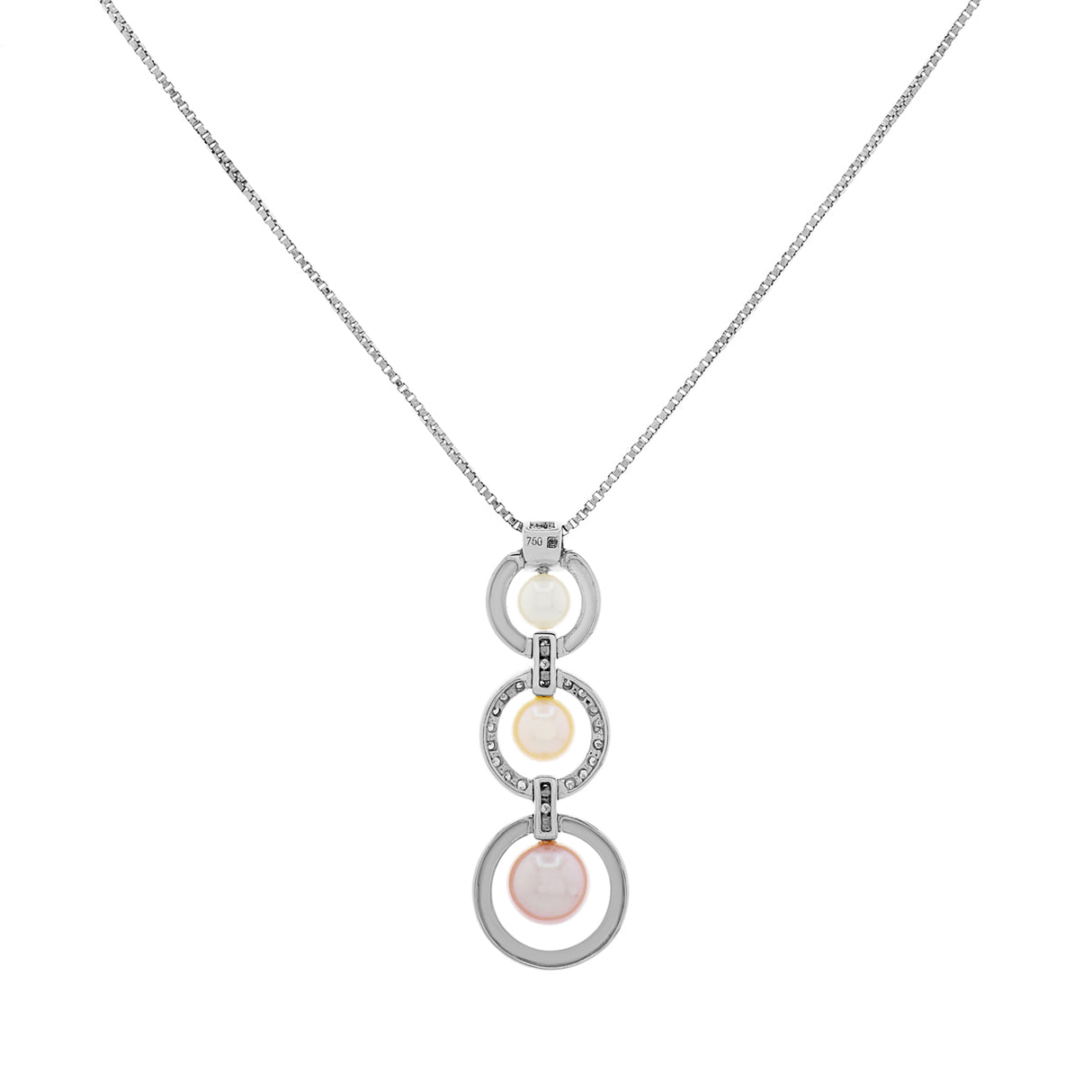 18K White Gold Akoya Pearl Diamond Pendant