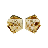 18K Yellow Gold 0.10 Carat Diamond Origami Fold Pentagon Earrings Modaselle