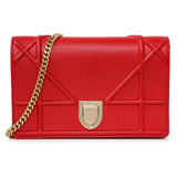 Christian Dior Red Calfskin Diorama Wallet On Chain