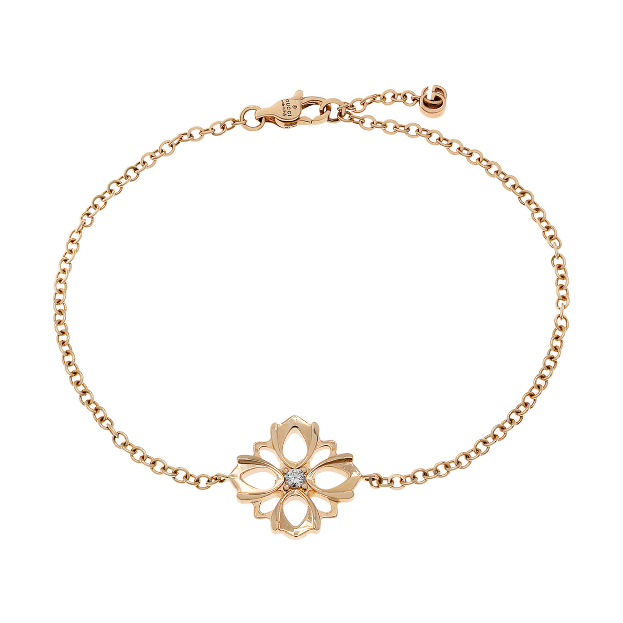 Gucci 18K Rose Gold Diamond Flora Bracelet Designer Jewellery Gucci