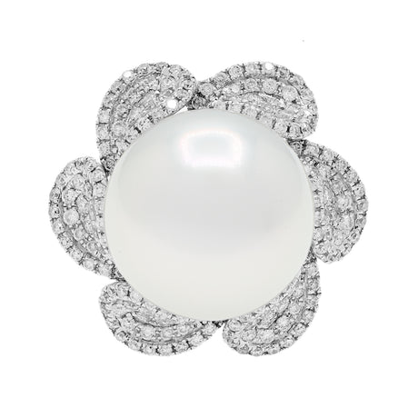 18K White Gold 14.5mm South Sea Pearl Blossom Ring Fine Jewellery Modaselle