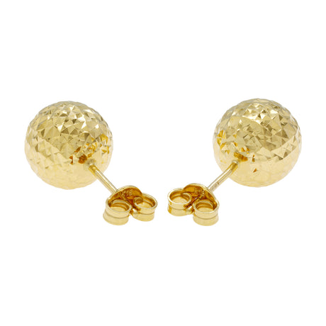 18K Yellow Gold Diamond Cut Ball Stud Earrings Fine Jewellery Modaselle