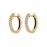 18K Yellow Gold Diamond Huggie Hoop Earrings