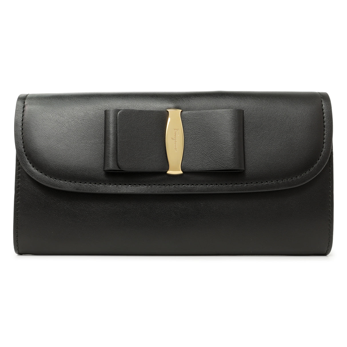 Salvatore Ferragamo Black Calfskin Vara Bow Wallet