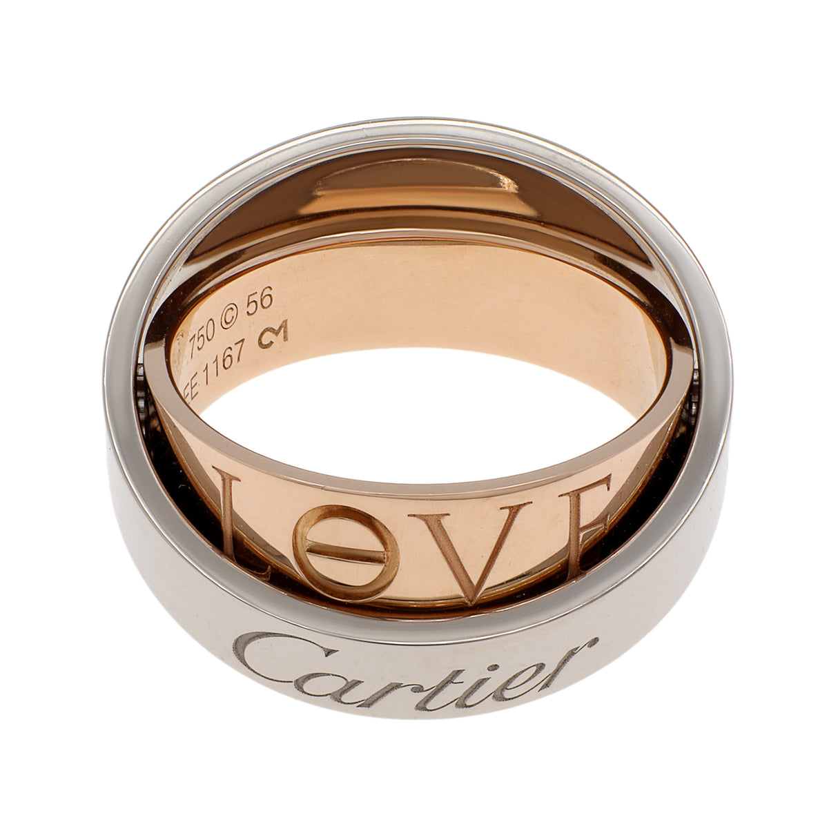Cartier 18K White/Rose Gold Secret Love Ring Designer Jewellery Cartier