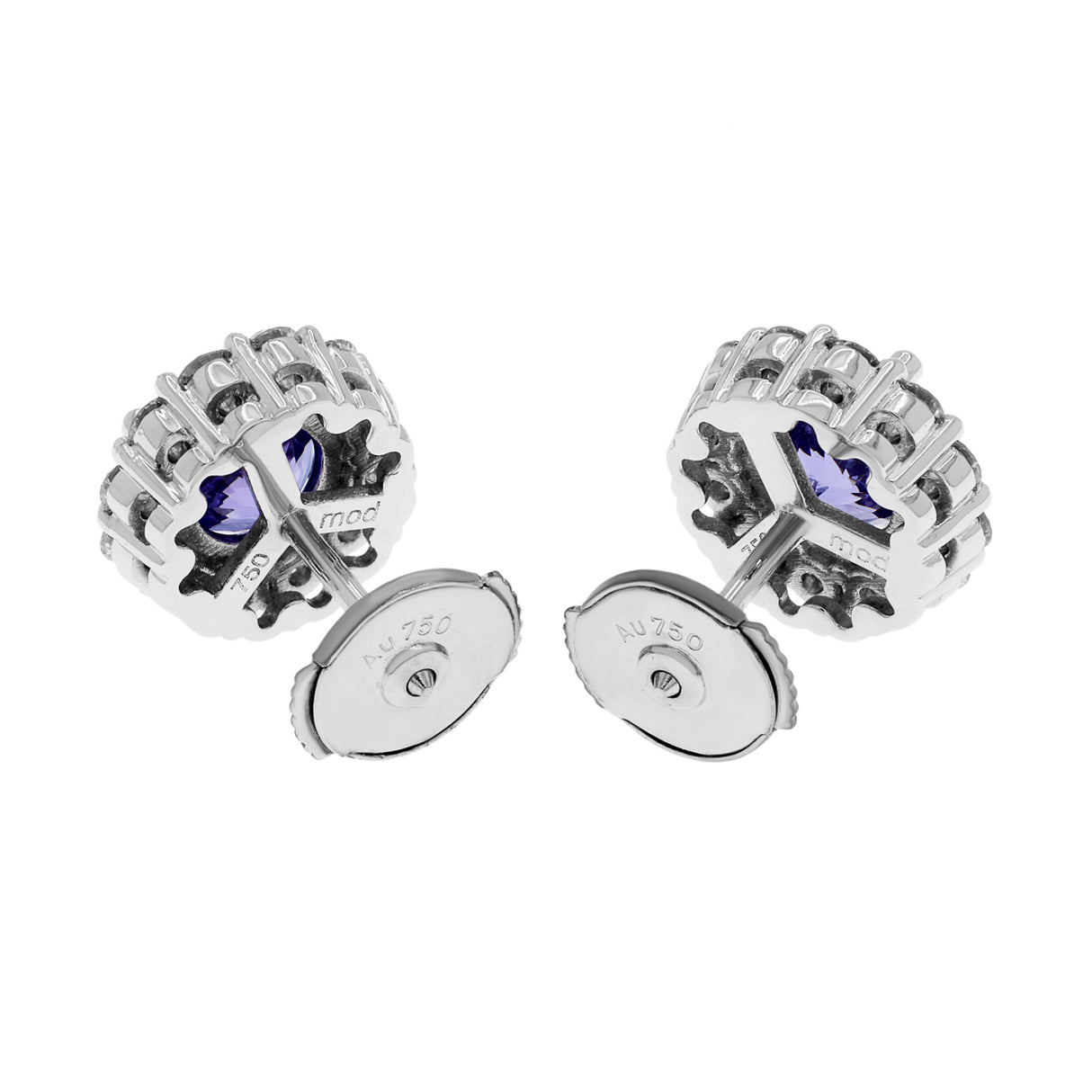 18K White Gold 2.30 Carat Tanzanite Earrings Fine Jewellery Modaselle