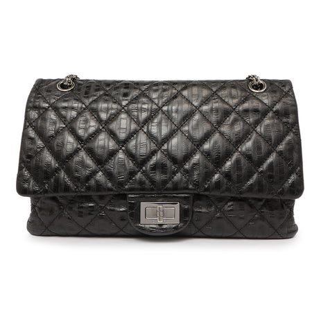 Chanel Black Metallic Striped 2.55 Reissue Double Flap 227