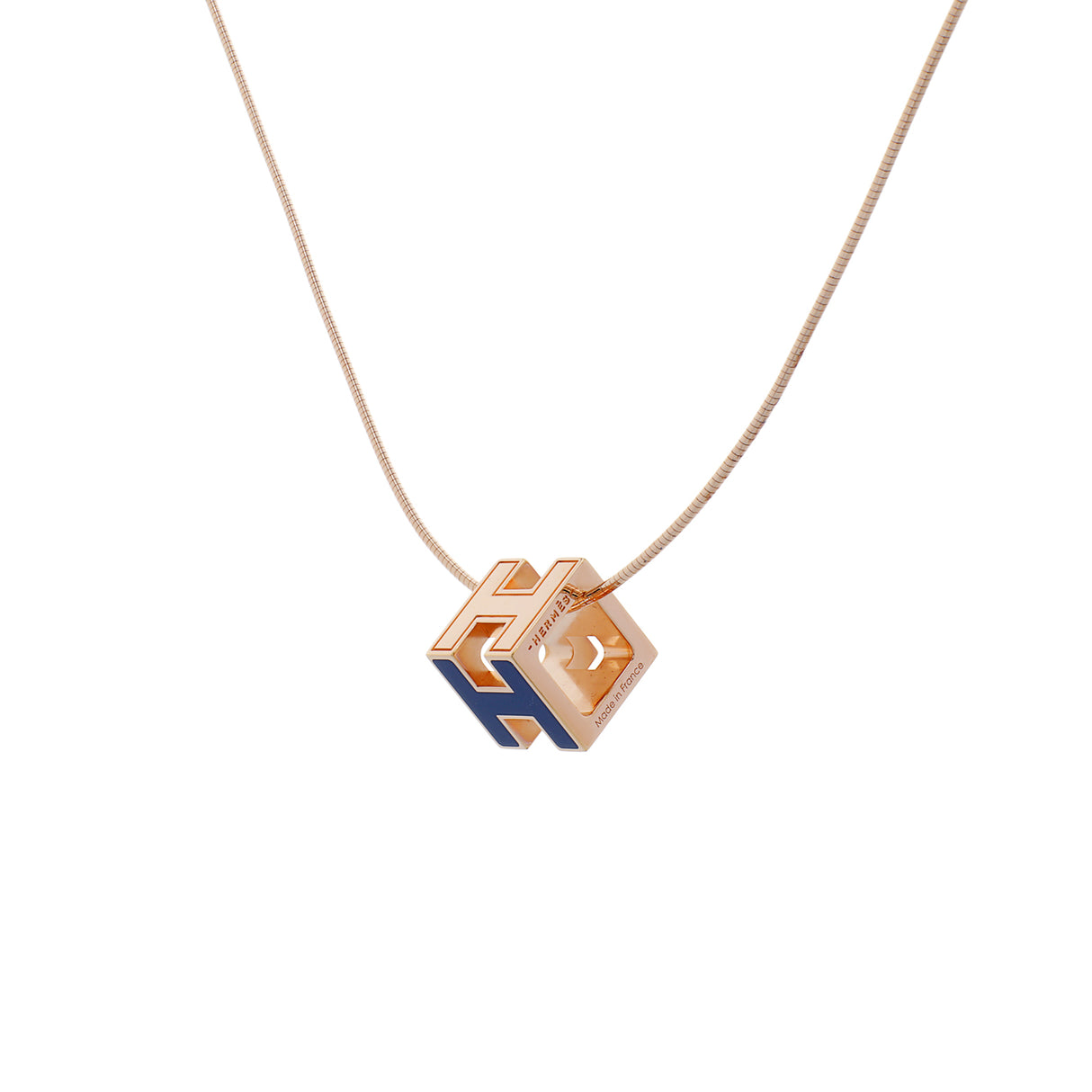 Hermes Lacquered Cage d'H Pendant Necklace