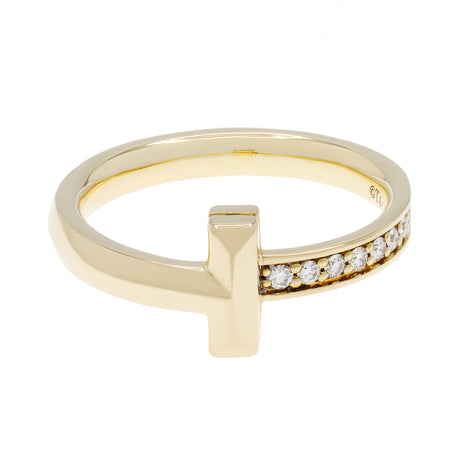 Tiffany & Co. 18K Yellow Gold Diamond T1 Ring Designer Jewellery Tiffany and Co
