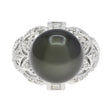18K White Gold 12.58mm Tahitian Pearl Diamond Ring Fine Jewellery Modaselle