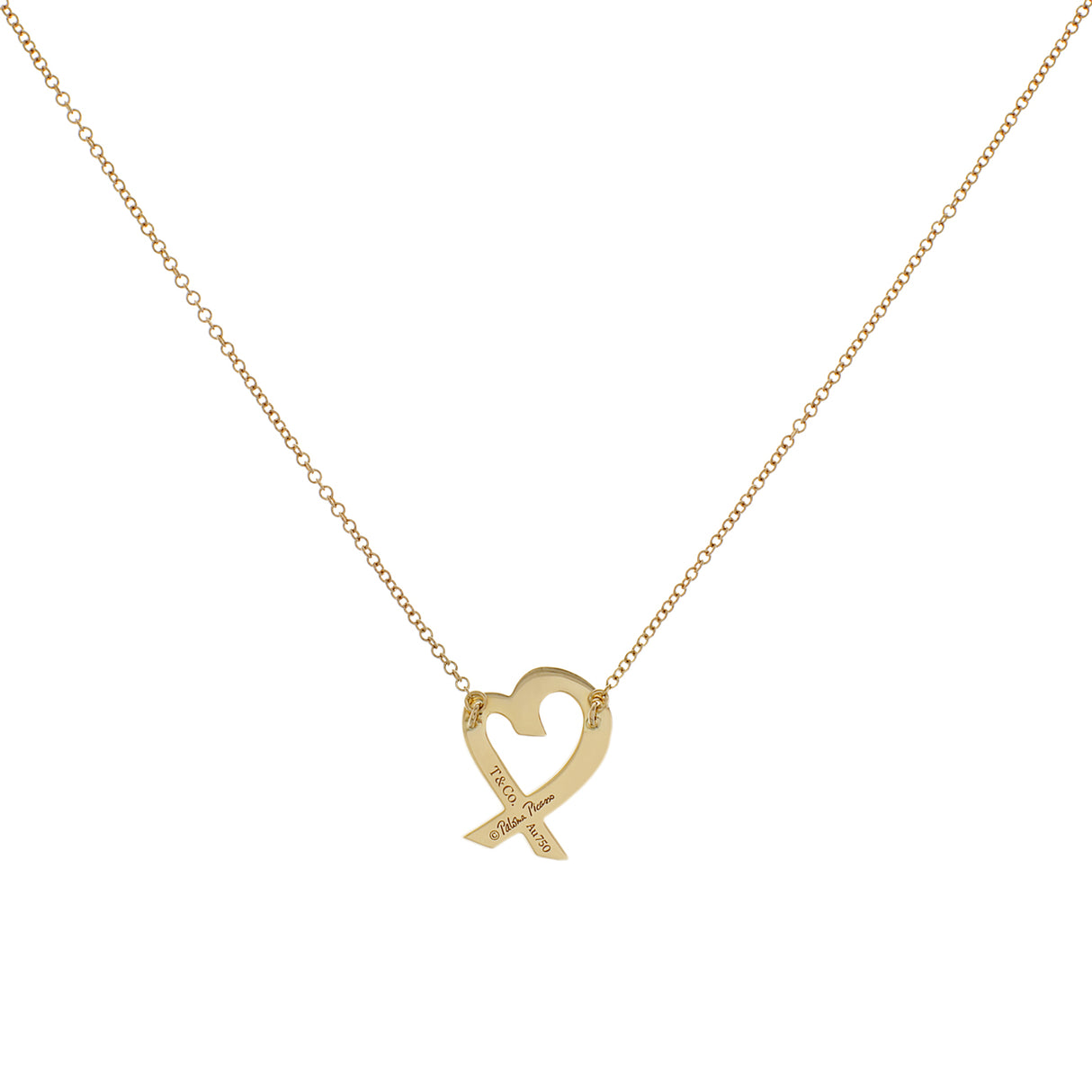 Tiffany & Co. 18K Yellow Gold Paloma Picasso Loving Heart Pendant Designer Jewellery Tiffany and Co