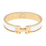 Hermes Rose Gold White Enamel Clic H Bracelet Designer Jewellery Hermes