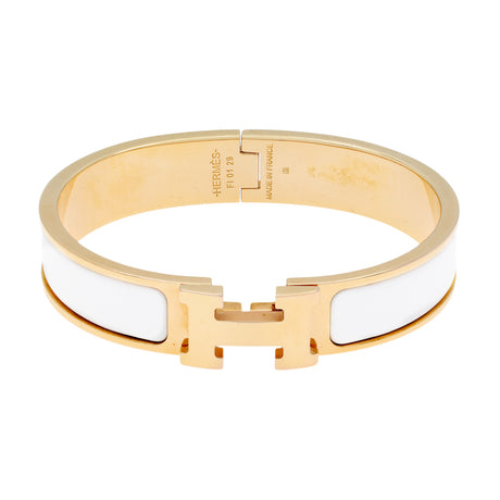 Hermes Rose Gold White Enamel Clic H Bracelet Designer Jewellery Hermes