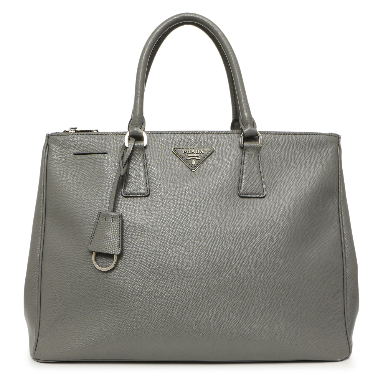 Prada Galleria Double Zip Tote Saffiano Lux Large Gray