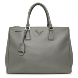 Prada Grey Saffiano Large Galleria Double Zip Tote