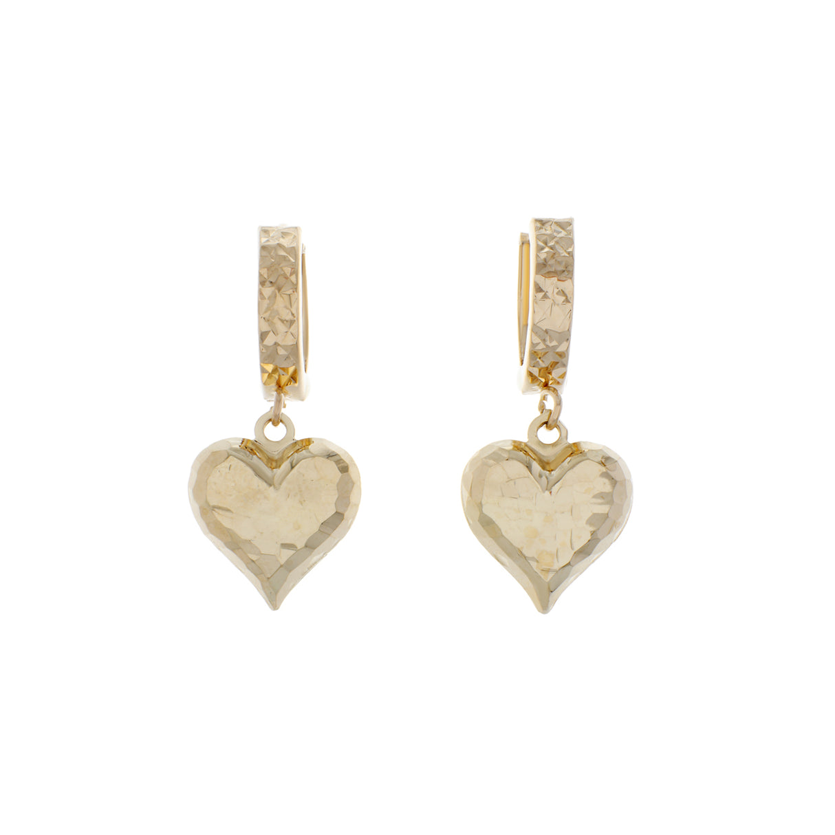 18K Yellow Gold Heart Drop Earrings Fine Jewellery Modaselle