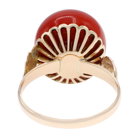 14K Rose Gold 13.5mm Coral Ring