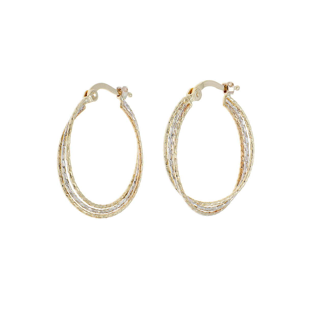 10K Tri-Gold Hoop Earrings