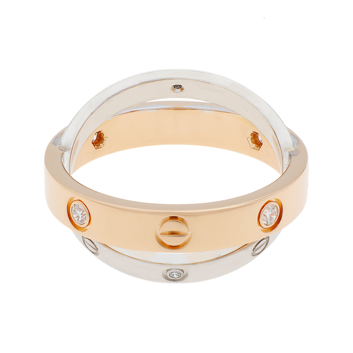 Cartier 18K Pink Gold White Gold 6 Diamond Love Ring Designer Jewellery Cartier
