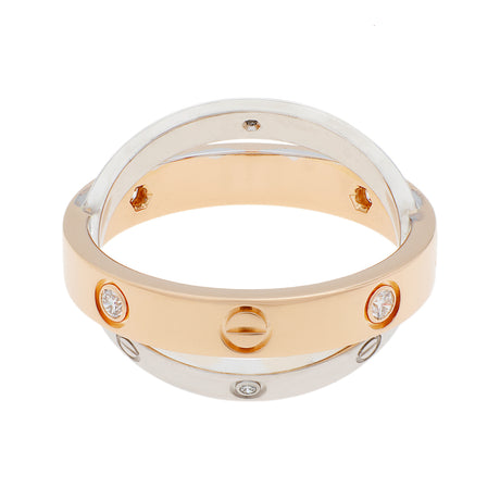 Cartier 18K Pink Gold White Gold 6 Diamond Love Ring Designer Jewellery Cartier