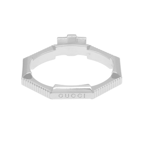 Gucci 18K White Gold Rubellite Diamond Link to Love Ring Designer Jewellery Gucci