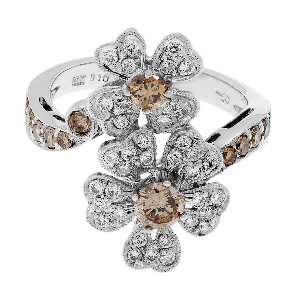 18K White Gold 1.02 Carat Floral Diamond Ring