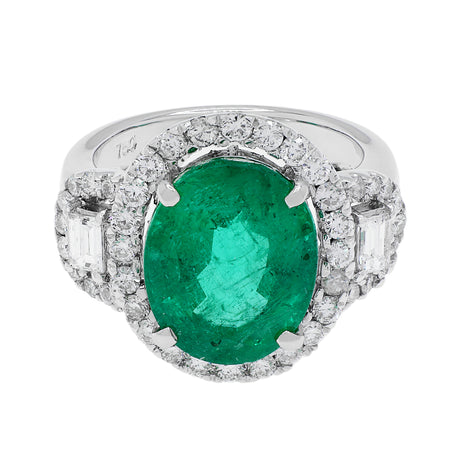 18K White Gold 5.88 Carat Emerald Ring Fine Jewellery Modaselle