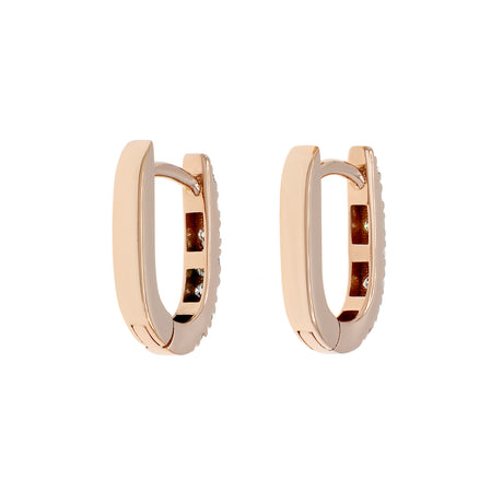 18K Rose Gold Diamond Huggie Earrings