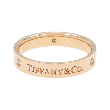 Tiffany & Co 18K Rose Gold Diamond 4mm Band Ring Designer Jewellery Tiffany and Co
