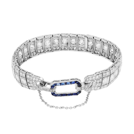 Platinum 7.96 Carat Diamond & Sapphire Art Deco Bracelet Fine Jewellery Modaselle
