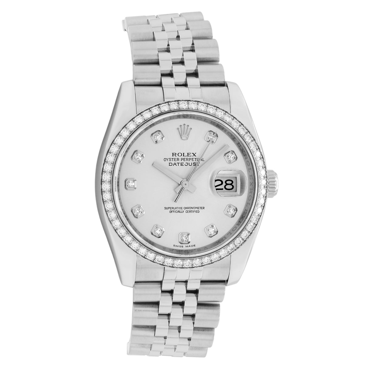 Rolex Stainless Steel Diamond Datejust 36 116244 Watches Rolex